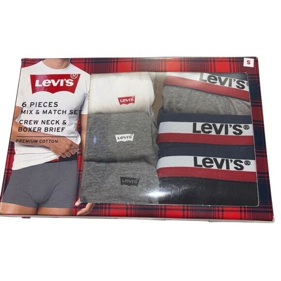 LEVIS 6 PIECE MIX & MATCH SET BOXER AND CREW NECK TSHIRTS SMALL NEW - Picture 1 of 10